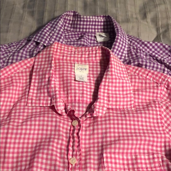 J. Crew Factory Tops - J. Crew Perfect Shirts in Purple and Pink Gingham